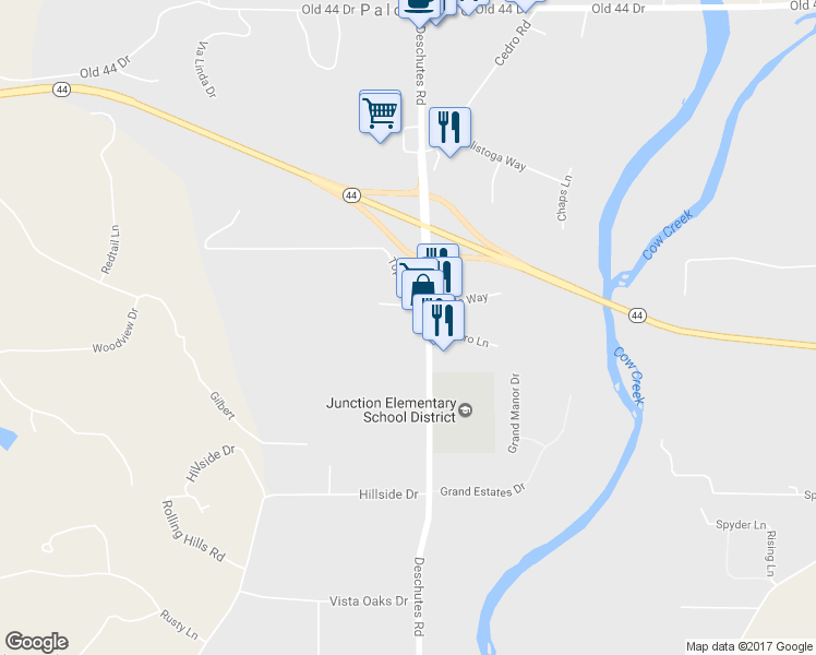 map of restaurants, bars, coffee shops, grocery stores, and more near 9164 Deschutes Rd in Palo Cedro