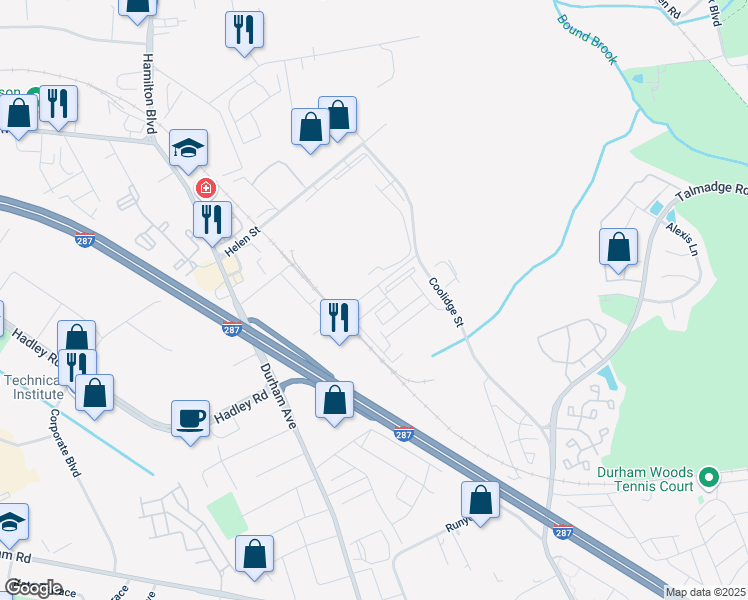 map of restaurants, bars, coffee shops, grocery stores, and more near 816 Strassle Way in South Plainfield