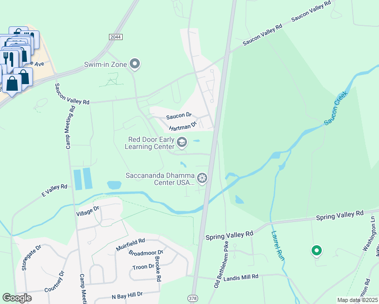 map of restaurants, bars, coffee shops, grocery stores, and more near 4777 Saucon Creek Road in Lehigh County