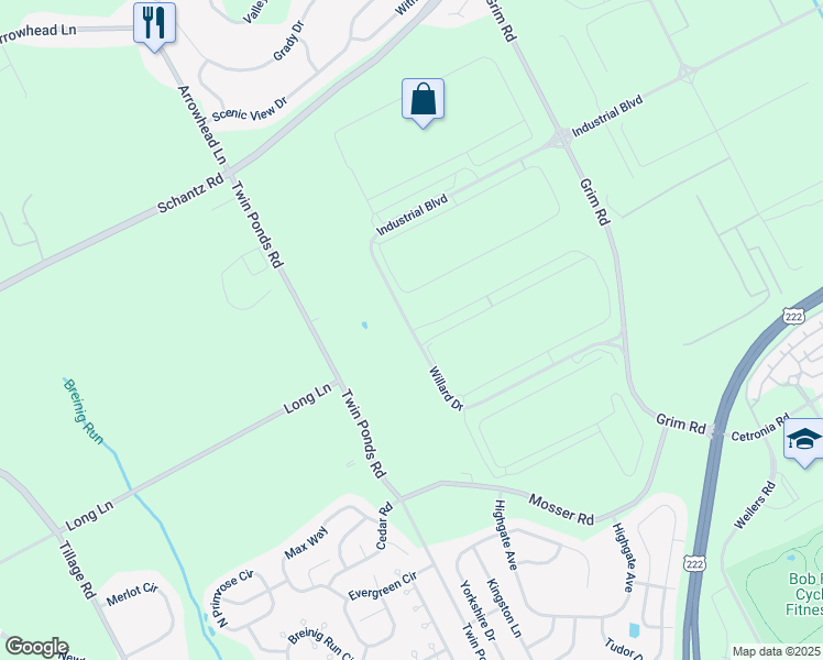map of restaurants, bars, coffee shops, grocery stores, and more near 8500 Industrial Boulevard in Breinigsville