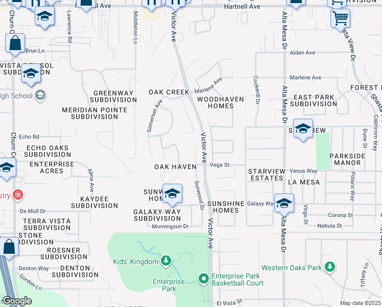 map of restaurants, bars, coffee shops, grocery stores, and more near 1730 Vega Street in Redding