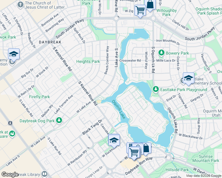 map of restaurants, bars, coffee shops, grocery stores, and more near 10823 South Lake Avenue in South Jordan