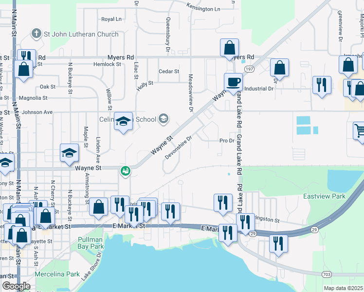 map of restaurants, bars, coffee shops, grocery stores, and more near 662 Cumberland Drive in Celina