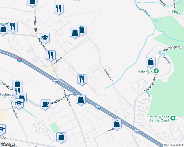 map of restaurants, bars, coffee shops, grocery stores, and more near 745 Strassle Way in South Plainfield