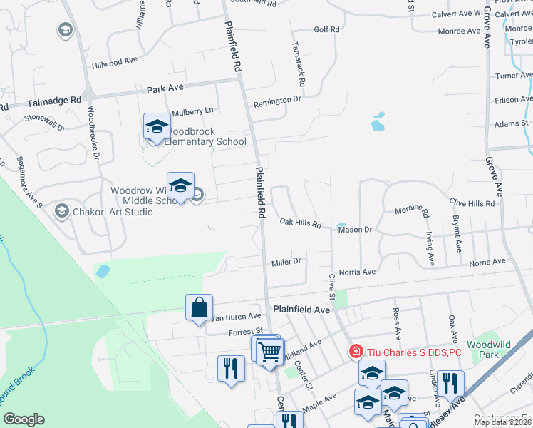 map of restaurants, bars, coffee shops, grocery stores, and more near 198 Plainfield Road in Edison
