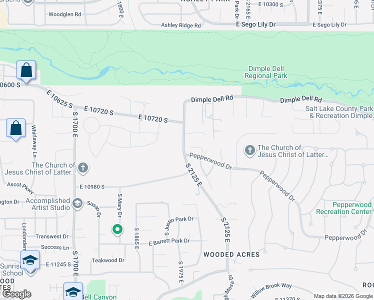 map of restaurants, bars, coffee shops, grocery stores, and more near 2002 Pepper View Circle in Sandy