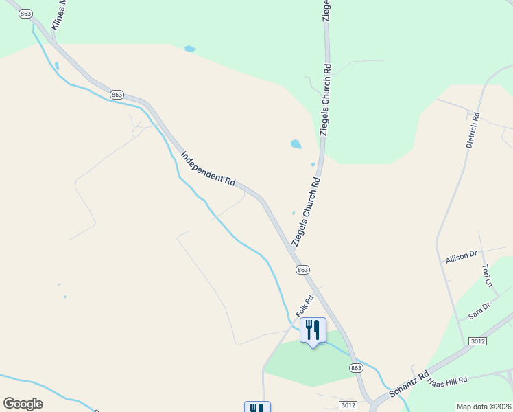 map of restaurants, bars, coffee shops, grocery stores, and more near 624 Independent Road in Breinigsville