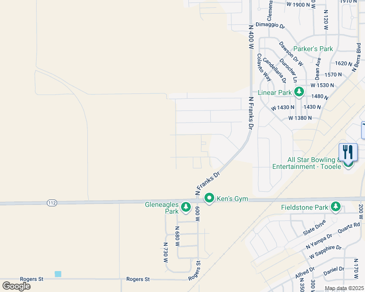 map of restaurants, bars, coffee shops, grocery stores, and more near 1252 North 680 West in Tooele