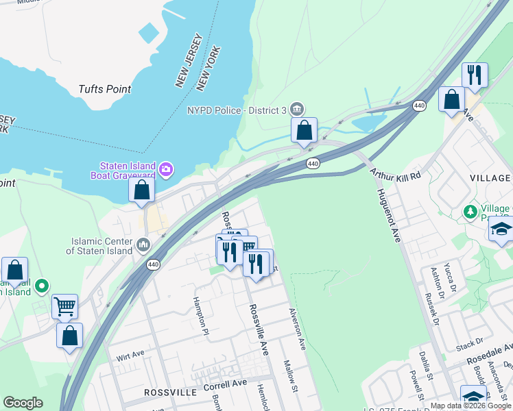 map of restaurants, bars, coffee shops, grocery stores, and more near 38 Alverson Avenue in Staten Island