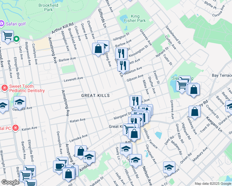 map of restaurants, bars, coffee shops, grocery stores, and more near 323 Dewey Avenue in Staten Island
