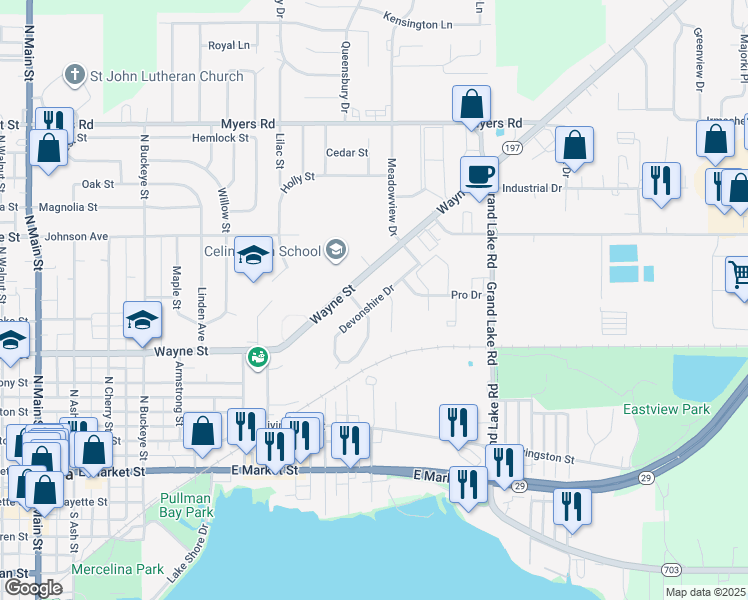 map of restaurants, bars, coffee shops, grocery stores, and more near 662 Cumberland Drive in Celina