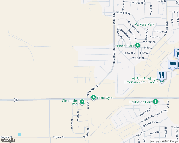 map of restaurants, bars, coffee shops, grocery stores, and more near 606 West Caroles Way in Tooele