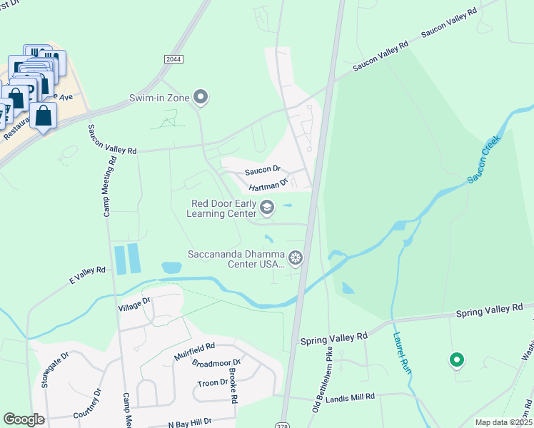 map of restaurants, bars, coffee shops, grocery stores, and more near 4777 Saucon Creek Road in Lehigh County