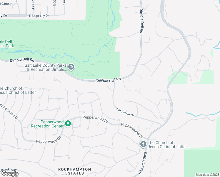 map of restaurants, bars, coffee shops, grocery stores, and more near 10870 South Lostwood Drive in Sandy