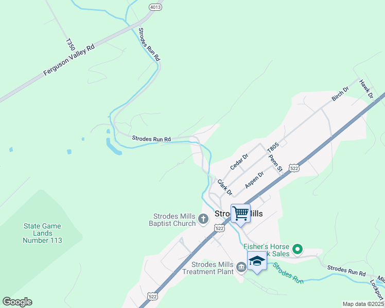 map of restaurants, bars, coffee shops, grocery stores, and more near 184 Strodes Run Road in Lewistown