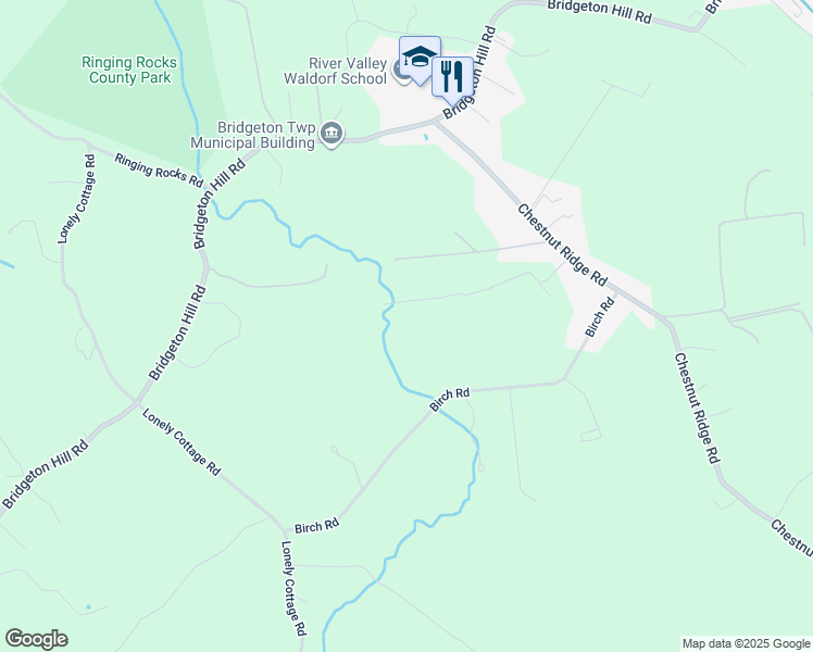 map of restaurants, bars, coffee shops, grocery stores, and more near 1350 Burger Lane in Upper Black Eddy