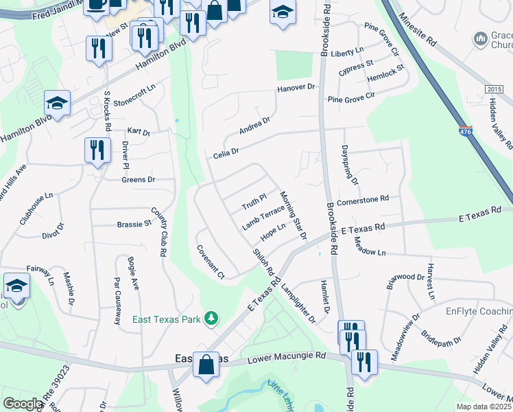 map of restaurants, bars, coffee shops, grocery stores, and more near 5372 Truth Place in Allentown