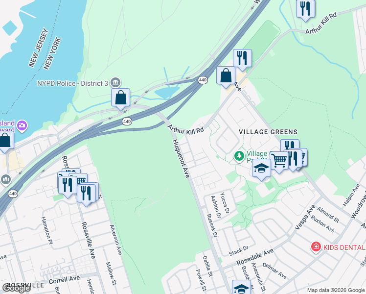 map of restaurants, bars, coffee shops, grocery stores, and more near 2014 Arthur Kill Road in Staten Island