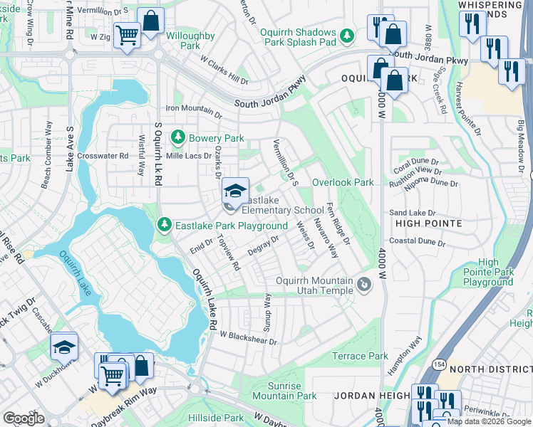 map of restaurants, bars, coffee shops, grocery stores, and more near 4287 Gold Creek Lane in South Jordan