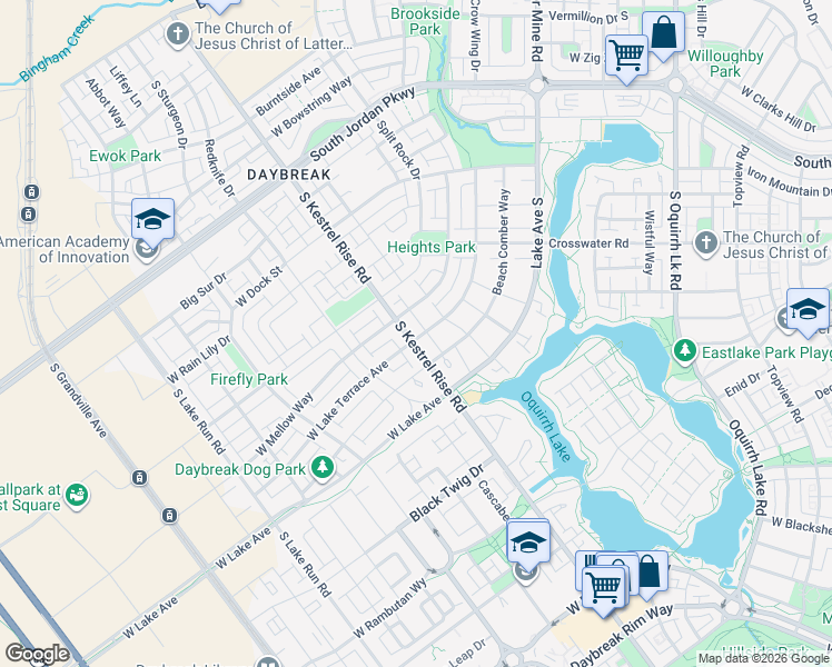 map of restaurants, bars, coffee shops, grocery stores, and more near 4979 Mellow Way in South Jordan