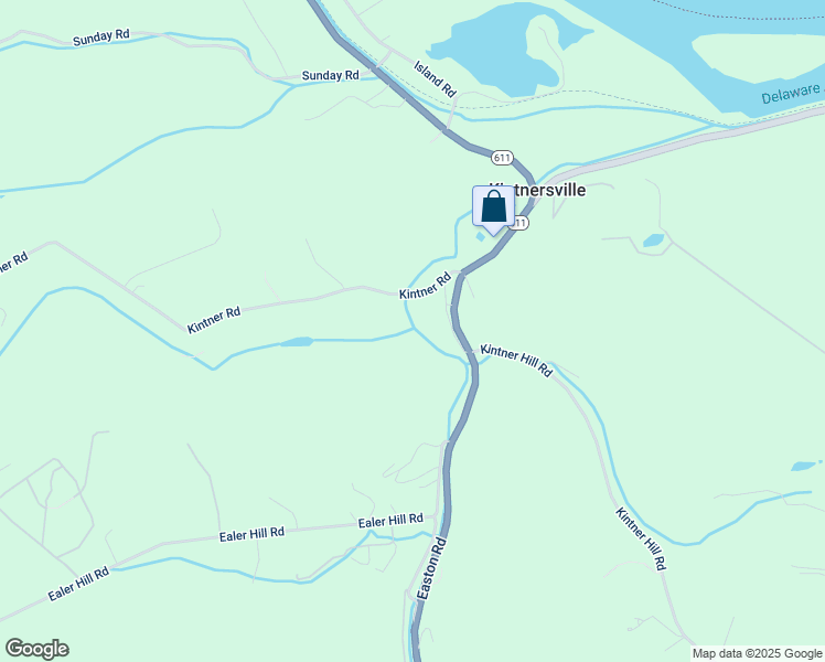 map of restaurants, bars, coffee shops, grocery stores, and more near 802 Kintner Road in Kintnersville