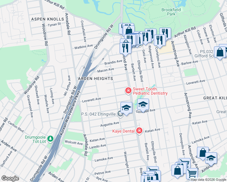 map of restaurants, bars, coffee shops, grocery stores, and more near 47 Reading Avenue in Staten Island
