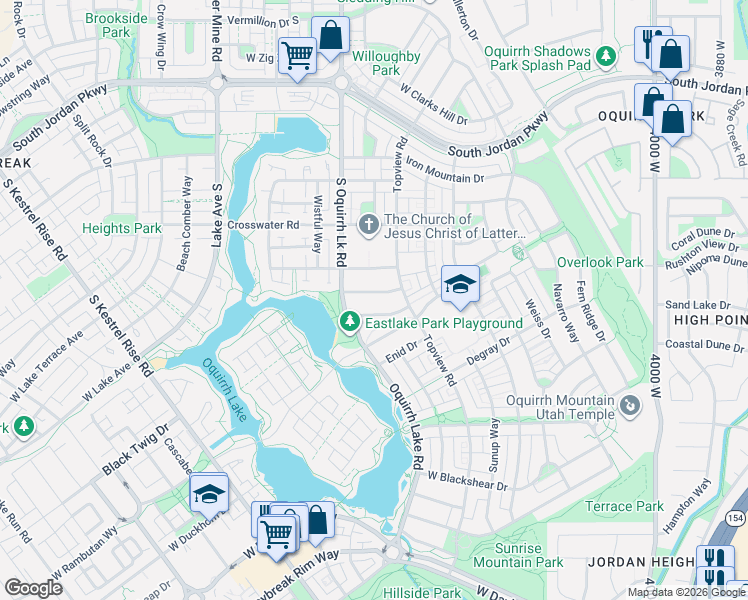 map of restaurants, bars, coffee shops, grocery stores, and more near 4528 Sebago Way in South Jordan