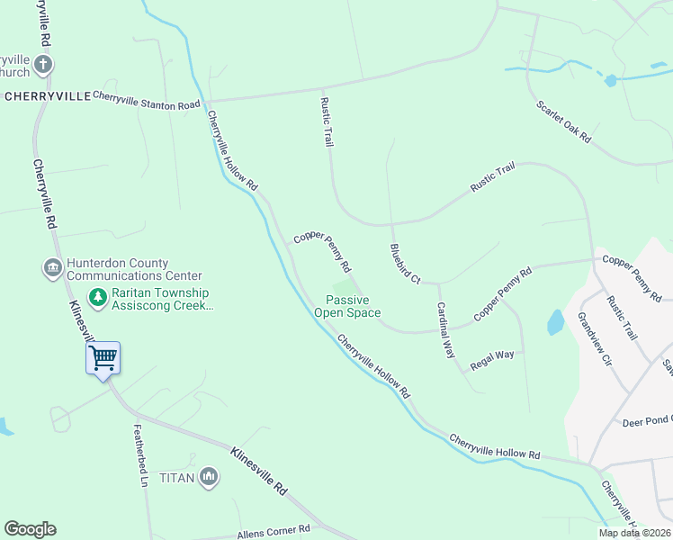 map of restaurants, bars, coffee shops, grocery stores, and more near 57 Copper Penny Road in Flemington