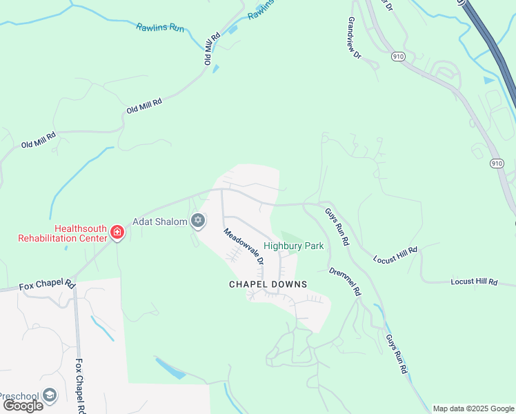 map of restaurants, bars, coffee shops, grocery stores, and more near 429 Guys Run Road in Cheswick