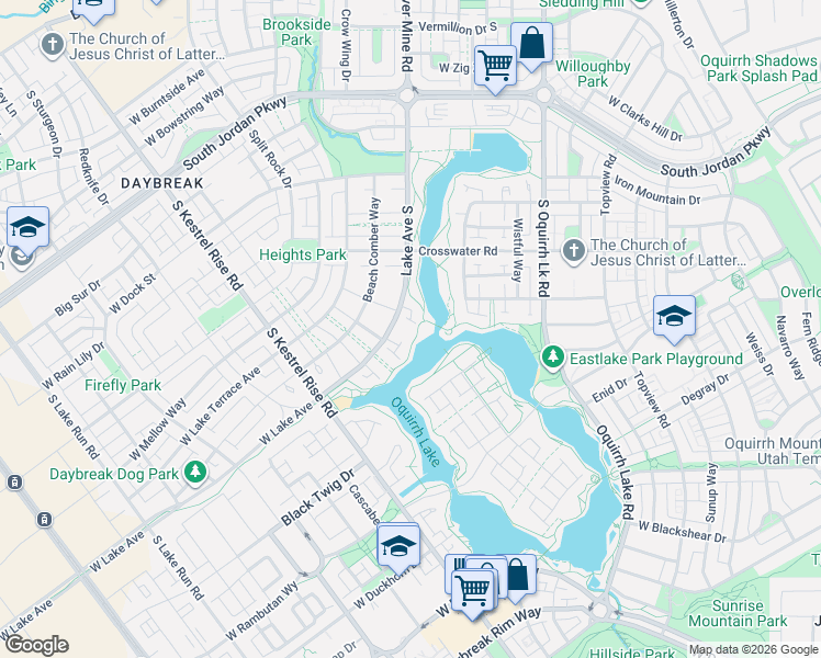 map of restaurants, bars, coffee shops, grocery stores, and more near 10843 Lake Avenue South in South Jordan