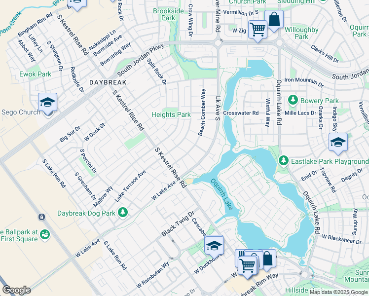 map of restaurants, bars, coffee shops, grocery stores, and more near 10783 Lake Terrace Avenue in South Jordan