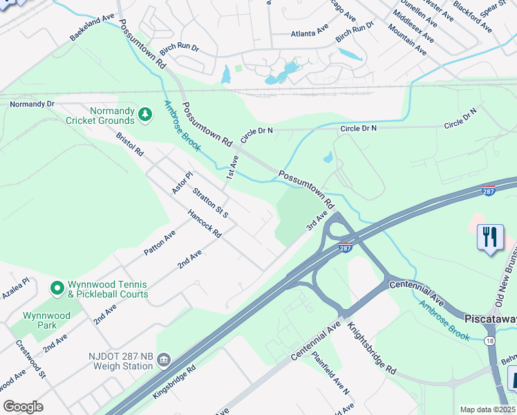 map of restaurants, bars, coffee shops, grocery stores, and more near 28 4th Place in Piscataway