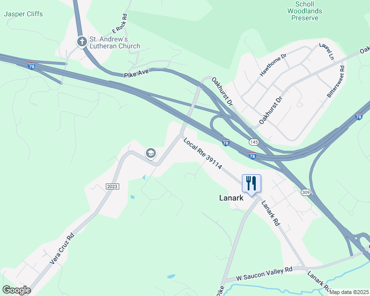 map of restaurants, bars, coffee shops, grocery stores, and more near 3198 Local Route 39114 in Coopersburg