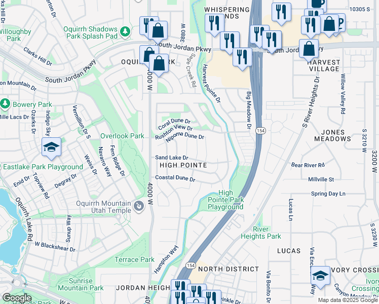 map of restaurants, bars, coffee shops, grocery stores, and more near 10941 Little Sahara Drive in South Jordan