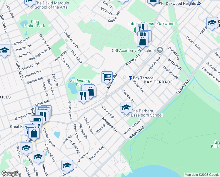 map of restaurants, bars, coffee shops, grocery stores, and more near 25 Fawn Lane in Staten Island