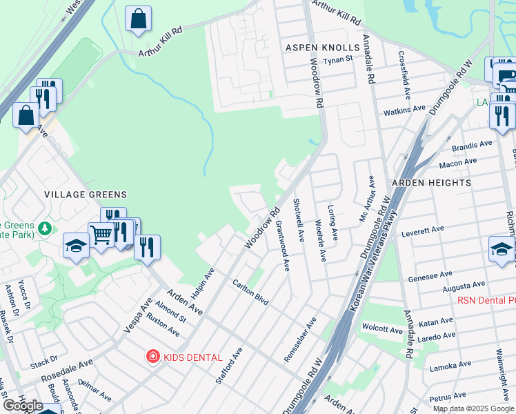 map of restaurants, bars, coffee shops, grocery stores, and more near 50 Presentation Circle in Staten Island