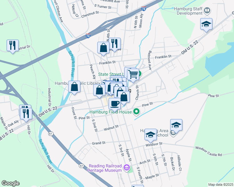 map of restaurants, bars, coffee shops, grocery stores, and more near in Hamburg