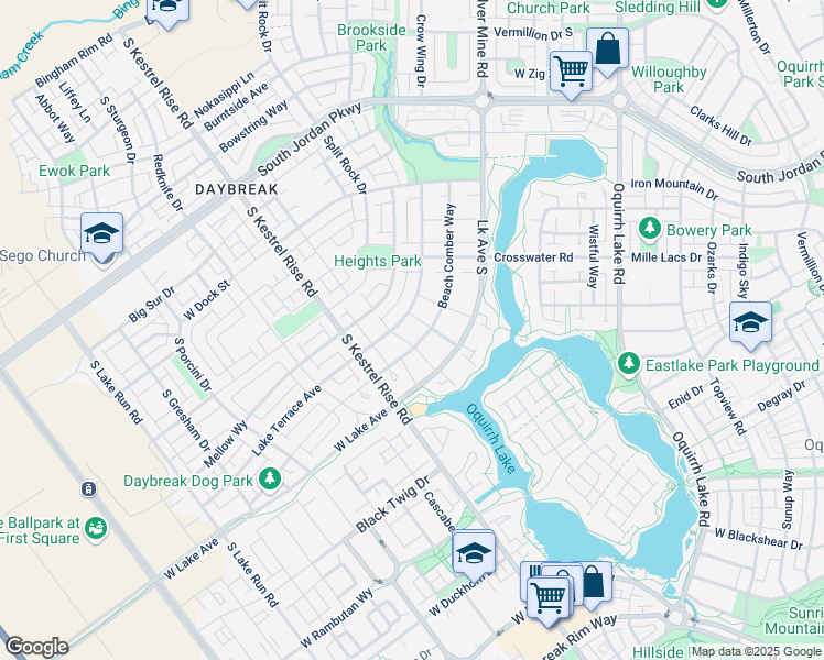 map of restaurants, bars, coffee shops, grocery stores, and more near 10783 Lake Terrace Avenue in South Jordan