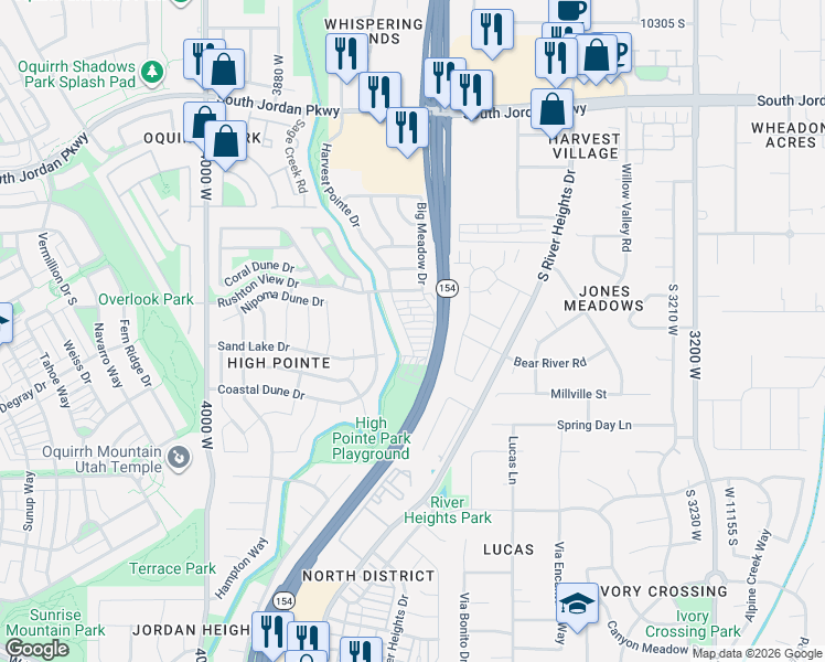 map of restaurants, bars, coffee shops, grocery stores, and more near 3684 Golden Sky Lane in South Jordan