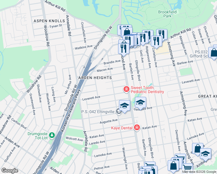 map of restaurants, bars, coffee shops, grocery stores, and more near 83 Reading Avenue in Staten Island