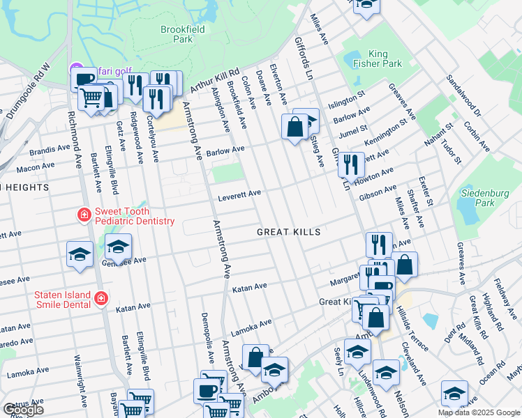 map of restaurants, bars, coffee shops, grocery stores, and more near 244 Abingdon Avenue in Staten Island