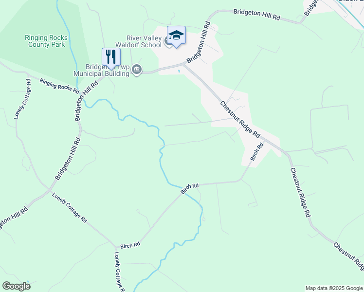 map of restaurants, bars, coffee shops, grocery stores, and more near 1350 Burger Lane in Upper Black Eddy