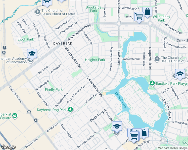 map of restaurants, bars, coffee shops, grocery stores, and more near 4979 Mellow Way in South Jordan