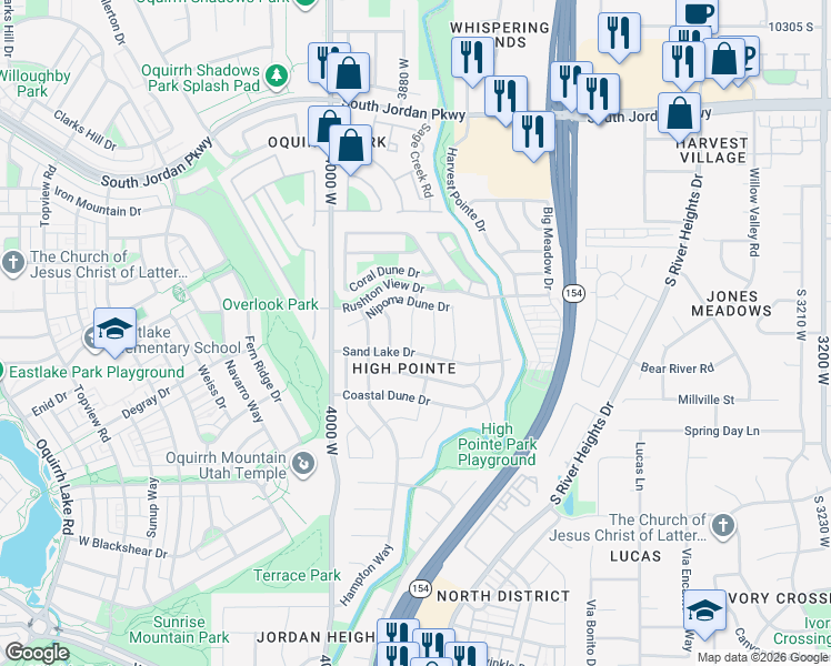 map of restaurants, bars, coffee shops, grocery stores, and more near 10929 Little Sahara Drive in South Jordan