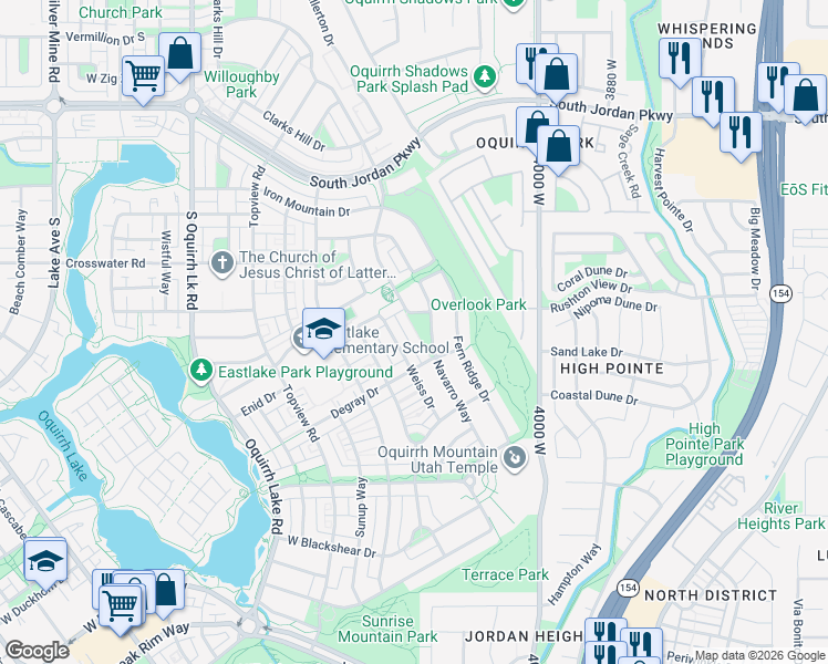 map of restaurants, bars, coffee shops, grocery stores, and more near 10774 South Navarro Way in South Jordan
