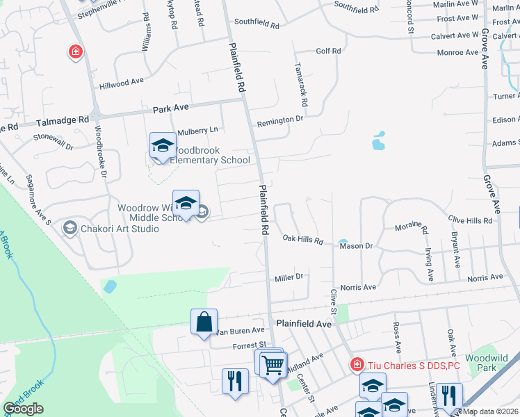 map of restaurants, bars, coffee shops, grocery stores, and more near 211 Plainfield Road in Edison