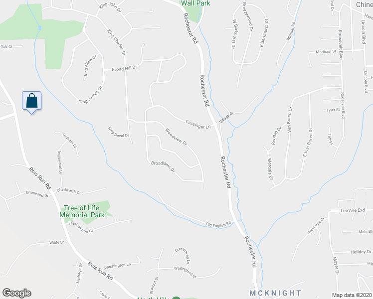 map of restaurants, bars, coffee shops, grocery stores, and more near 9027 Woodview Drive in Pittsburgh