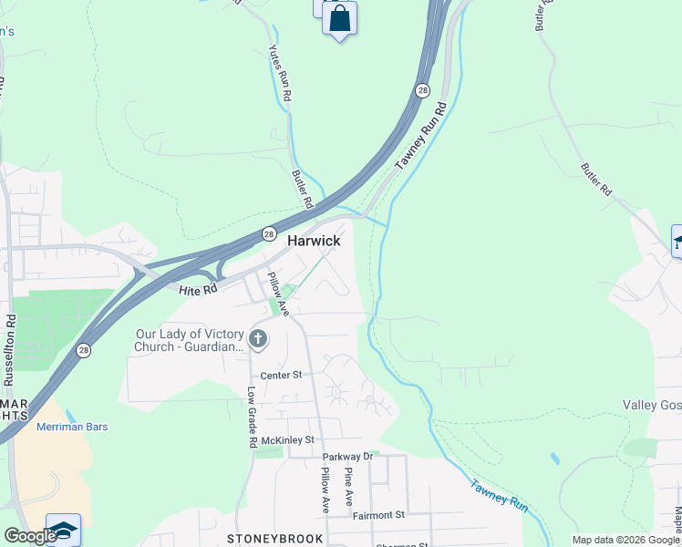 map of restaurants, bars, coffee shops, grocery stores, and more near 228 Spring Street in Harwick