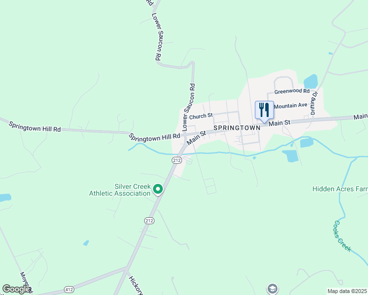 map of restaurants, bars, coffee shops, grocery stores, and more near 4318 Route 212 in Hellertown