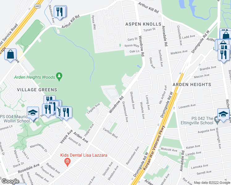 map of restaurants, bars, coffee shops, grocery stores, and more near 50 Presentation Circle in Staten Island